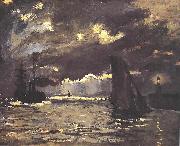 Claude Monet A Seascape, Shipping by Moonlight Spain oil painting artist